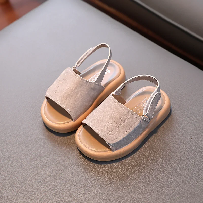 Sandalias de cuero para niñas con punta abierta y suela cómoda - imagen 4