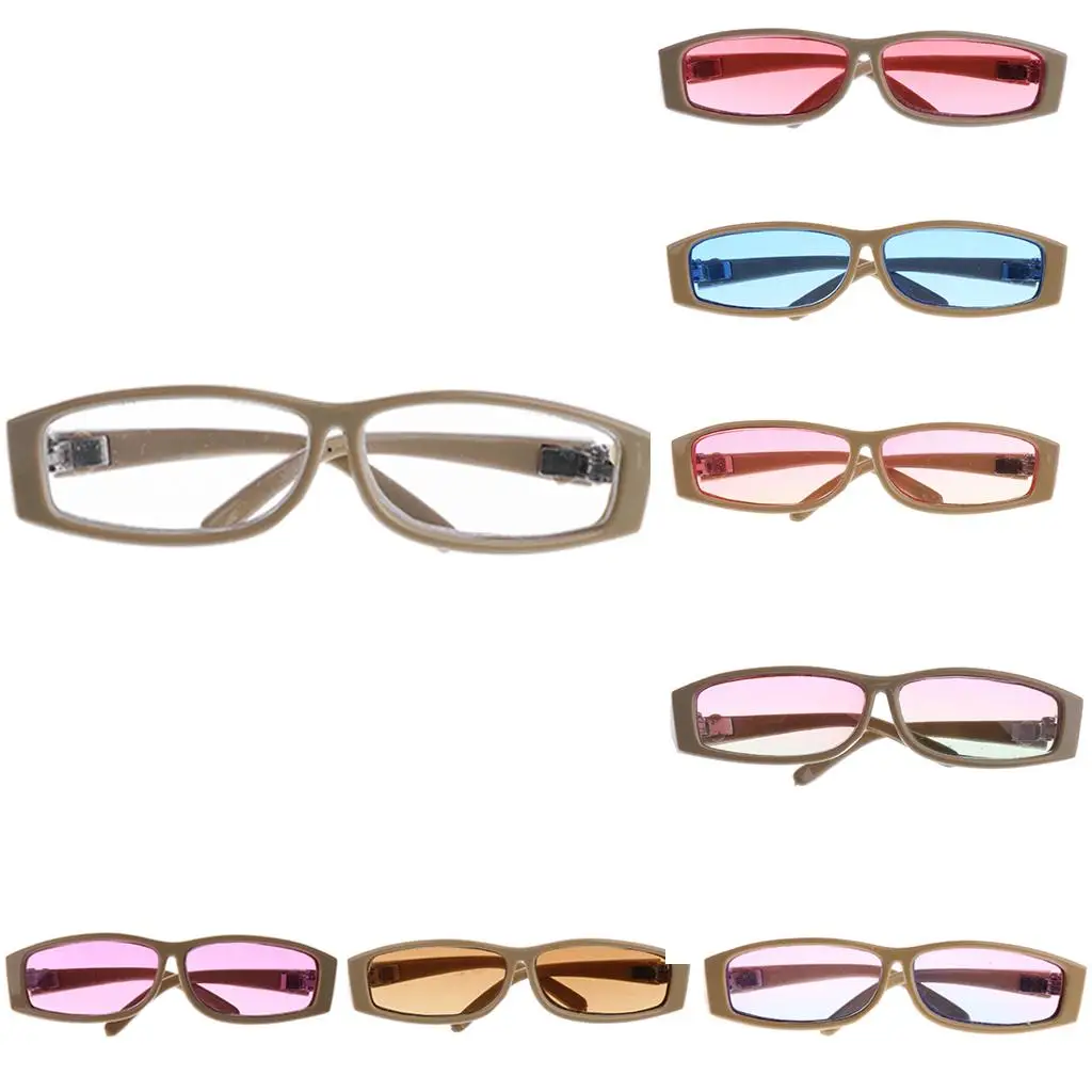 Gafas de muñeca con montura cuadrada beige para juego y colección - imagen 3
