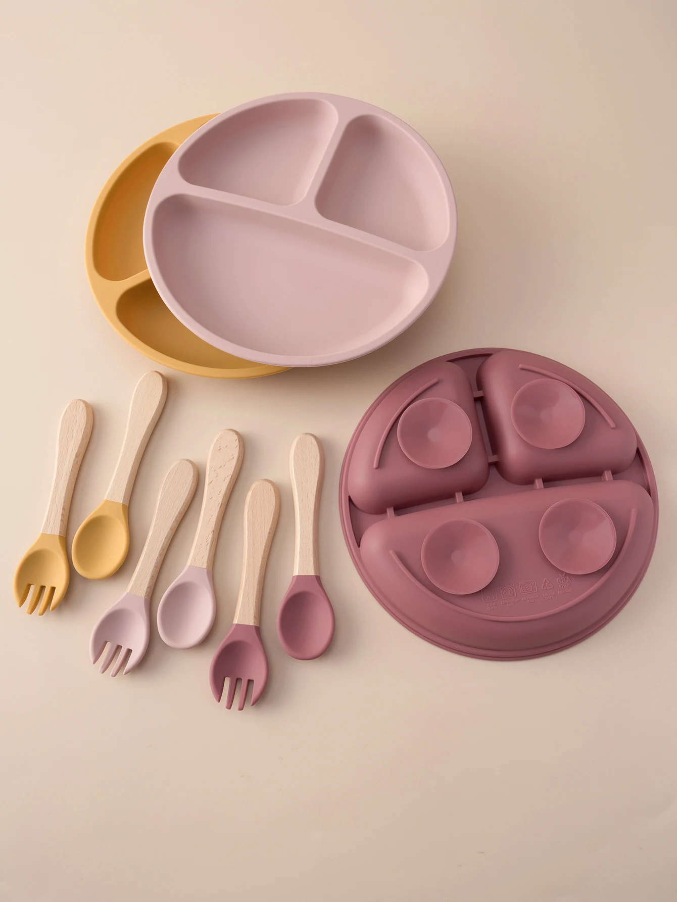 Juego de alimentación para bebé: platos con ventosa y cubiertos - imagen 2