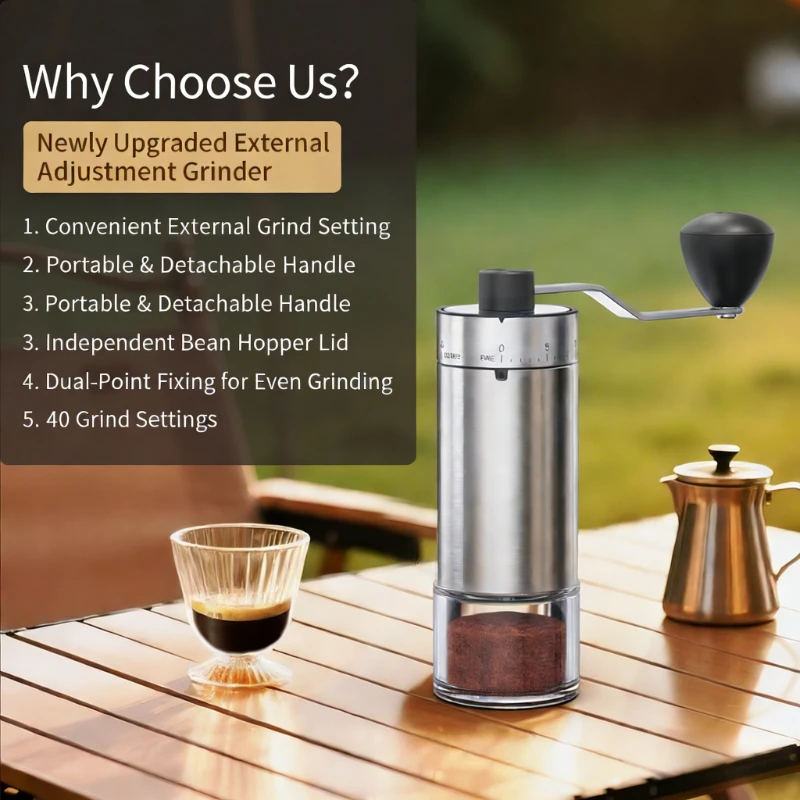 Molinillo de café manual portátil con muela ajustable para espresso - imagen 4