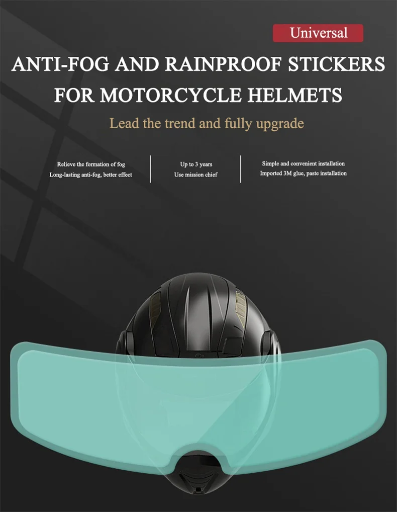 Película antivaho e impermeable para casco, lista para aplicar