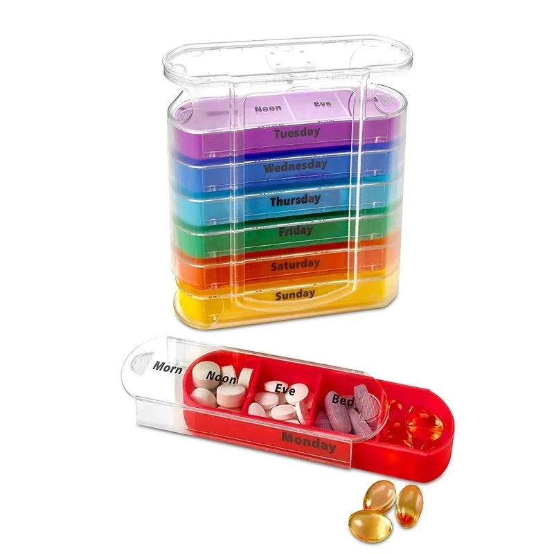 Pastillero semanal portátil apilable con compartimentos para pastillas - imagen 4