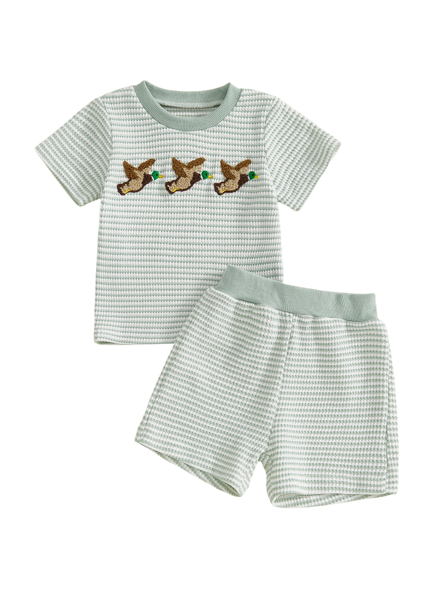 Conjunto de verano infantil con bordado de pato Mallard