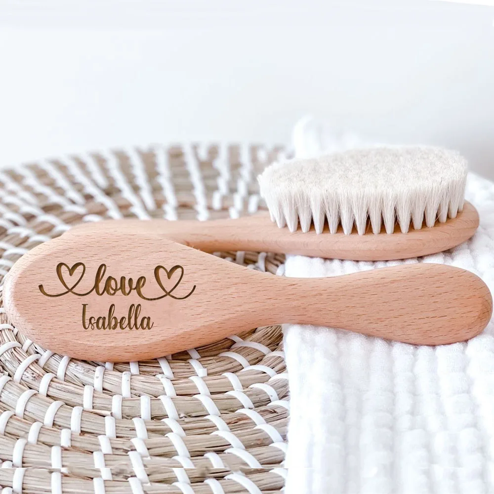 Cepillo de madera para bebé con nombre personalizado – Regalo bautismo