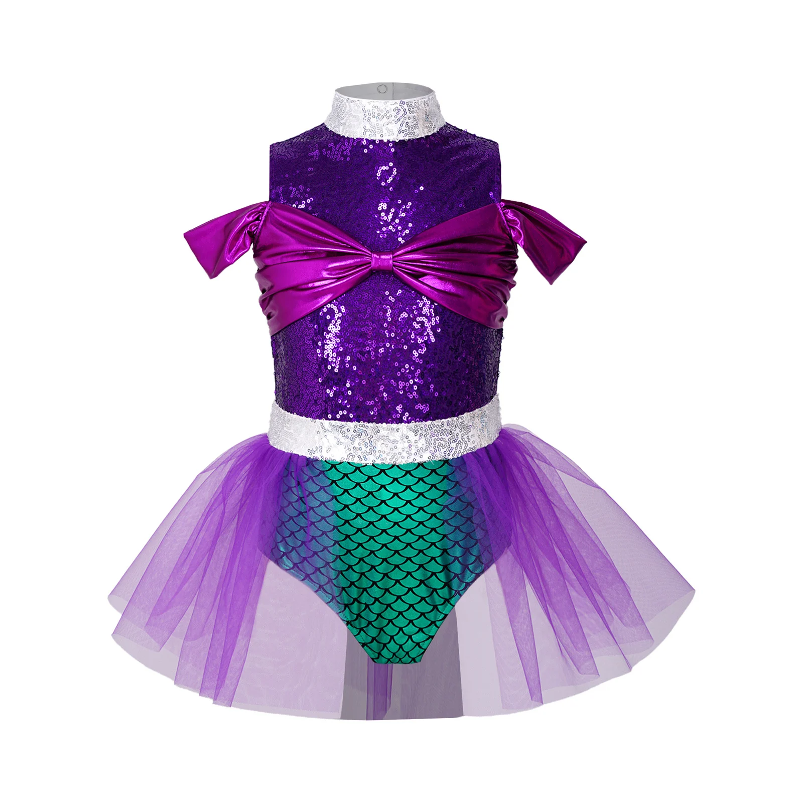 Vestido de ballet niña con tutú sirena y lazo de tul - imagen 4
