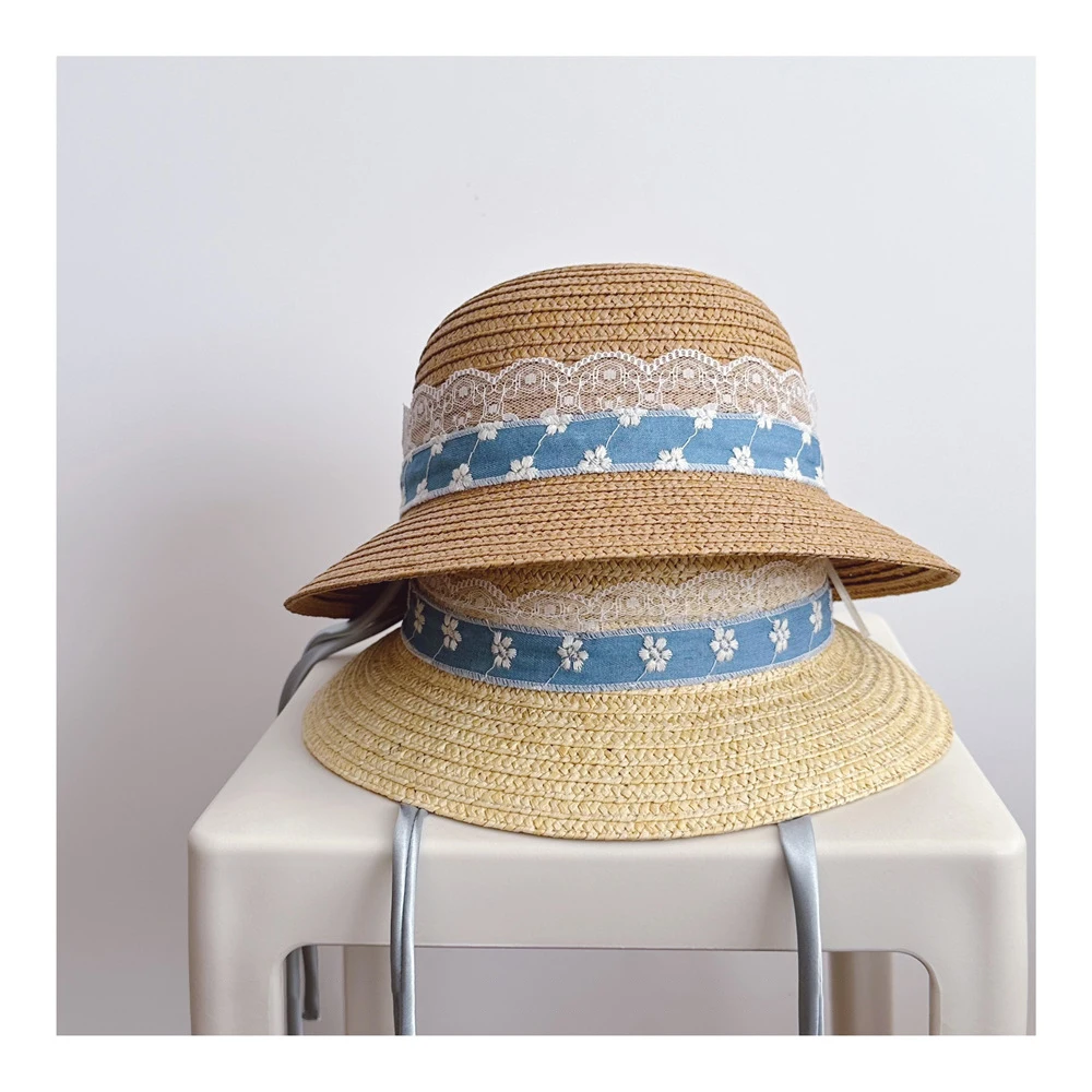 MILANCEL sombrero de paja infantil protección solar verano con flores