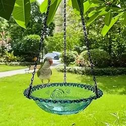 Comedero y bebedero colgante para loros con baño de jardín