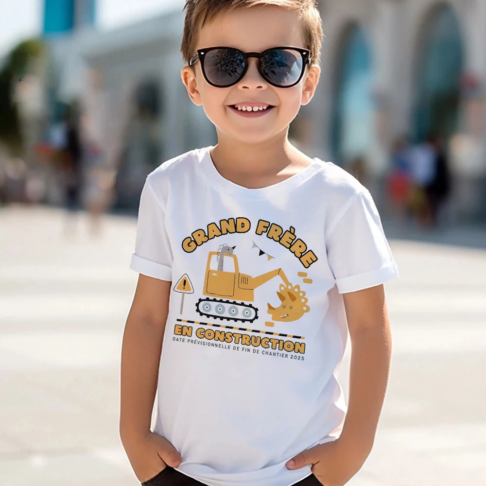 Camiseta de niño Big Brother en construcción impresa para verano - imagen 5
