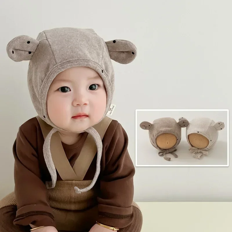 Gorro coreano para recién nacido con orejas de oso y conejo para fotos - imagen 3