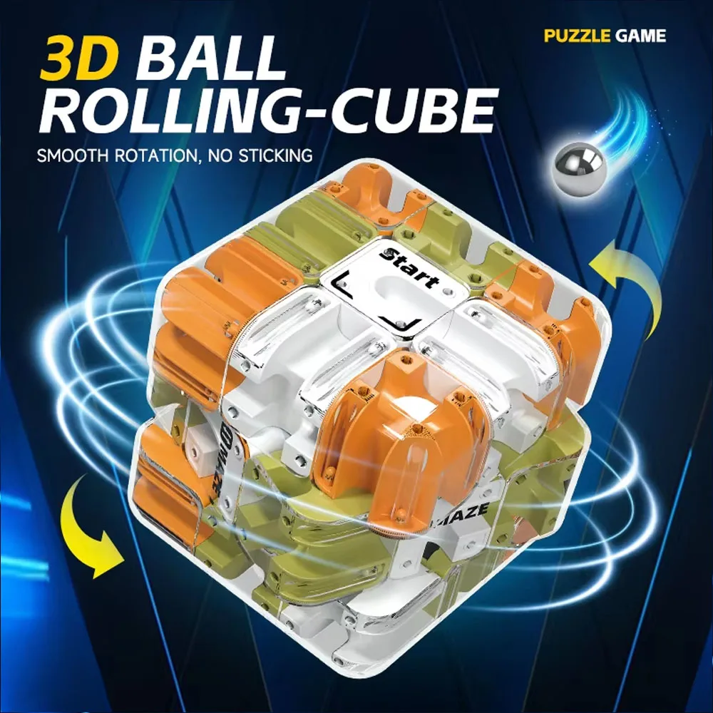 Cubo mágico laberinto de bolas rodantes 3D, juguete educativo