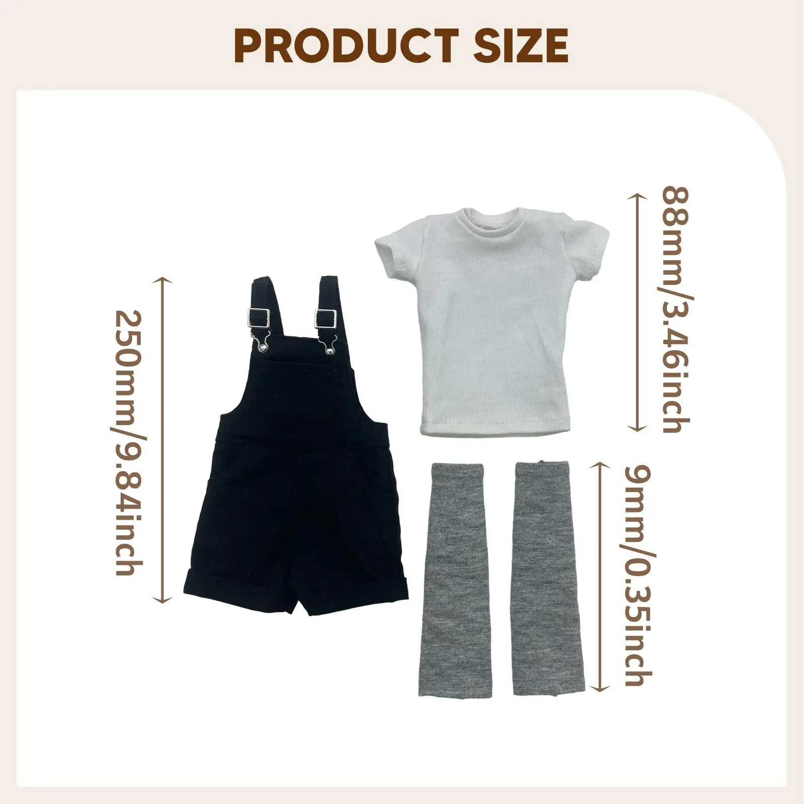 Conjunto de ropa para muñeco de acción con peto corto y calcetines - imagen 5
