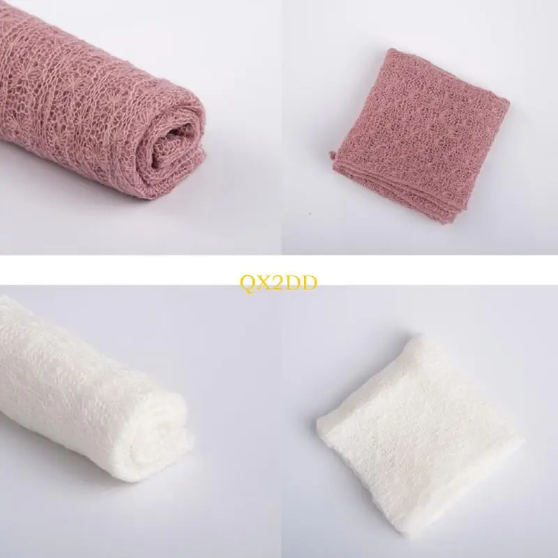 QX2D Manta para recién nacido con tocado de perlas para fotos - imagen 3