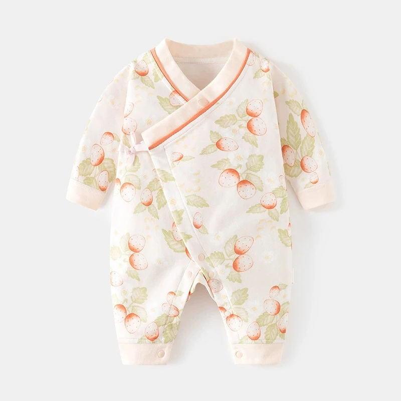 Mameluco de algodón para bebé niña – Cuello en V con estampado primaveral - imagen 5