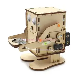 Hucha de madera con robot mecánico para monedas y manualidades