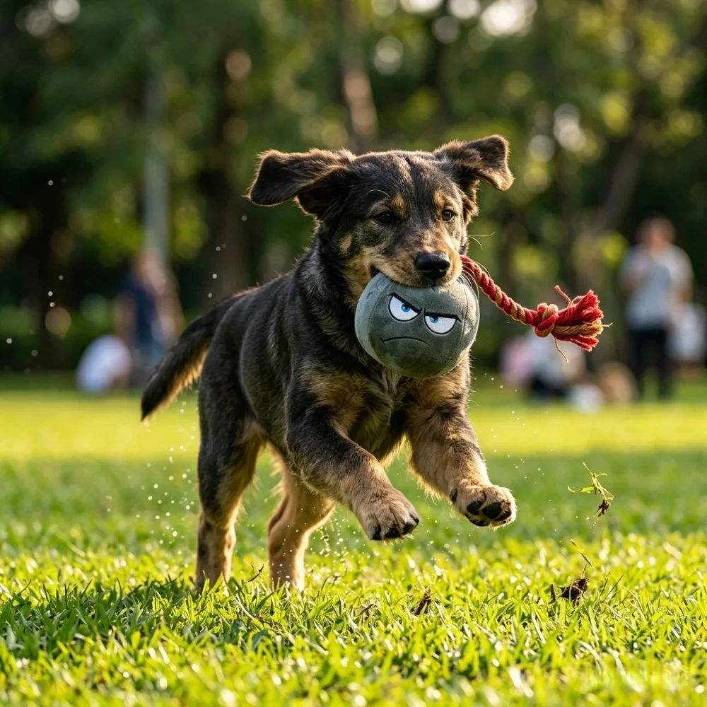 Juguete masticable para perros con forma de granada y cuerda - imagen 3