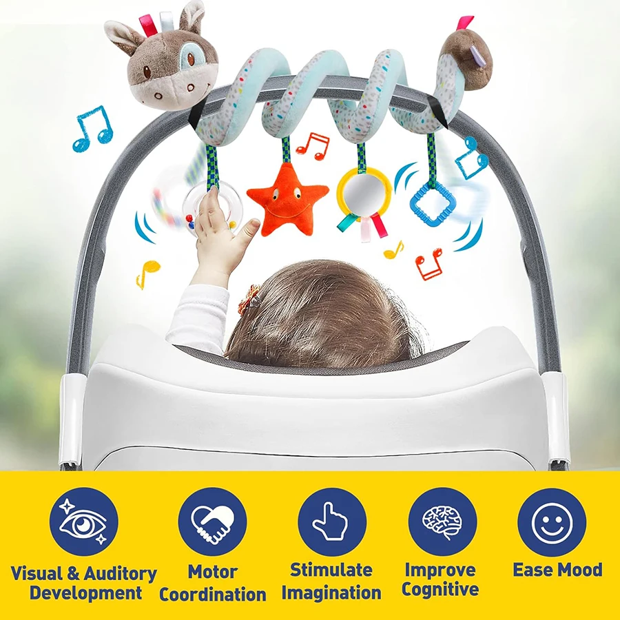 Juguete para asiento de coche y cochecito con espiral de peluche - imagen 3