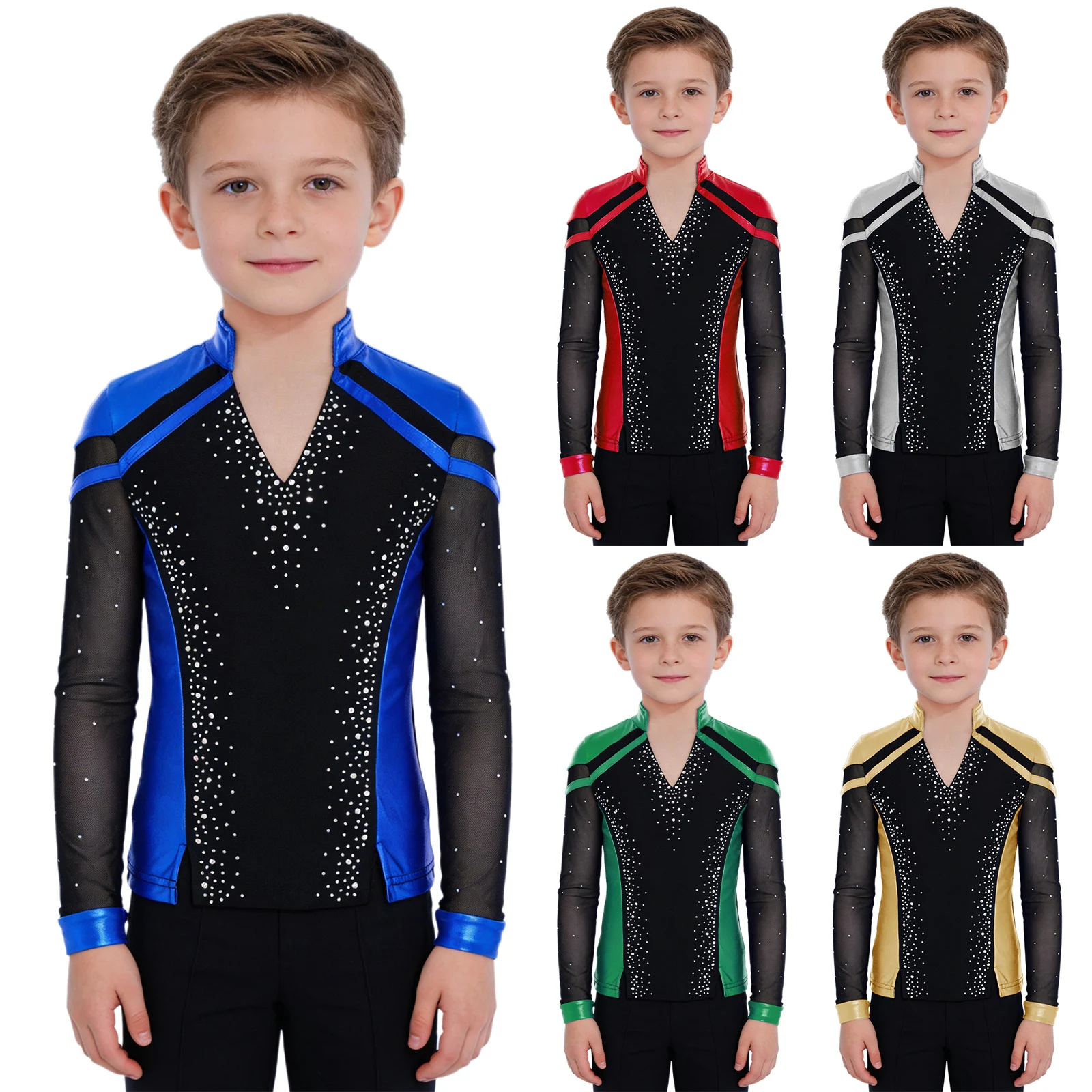 Traje de tango infantil para patinaje artístico con cuello V - imagen 3