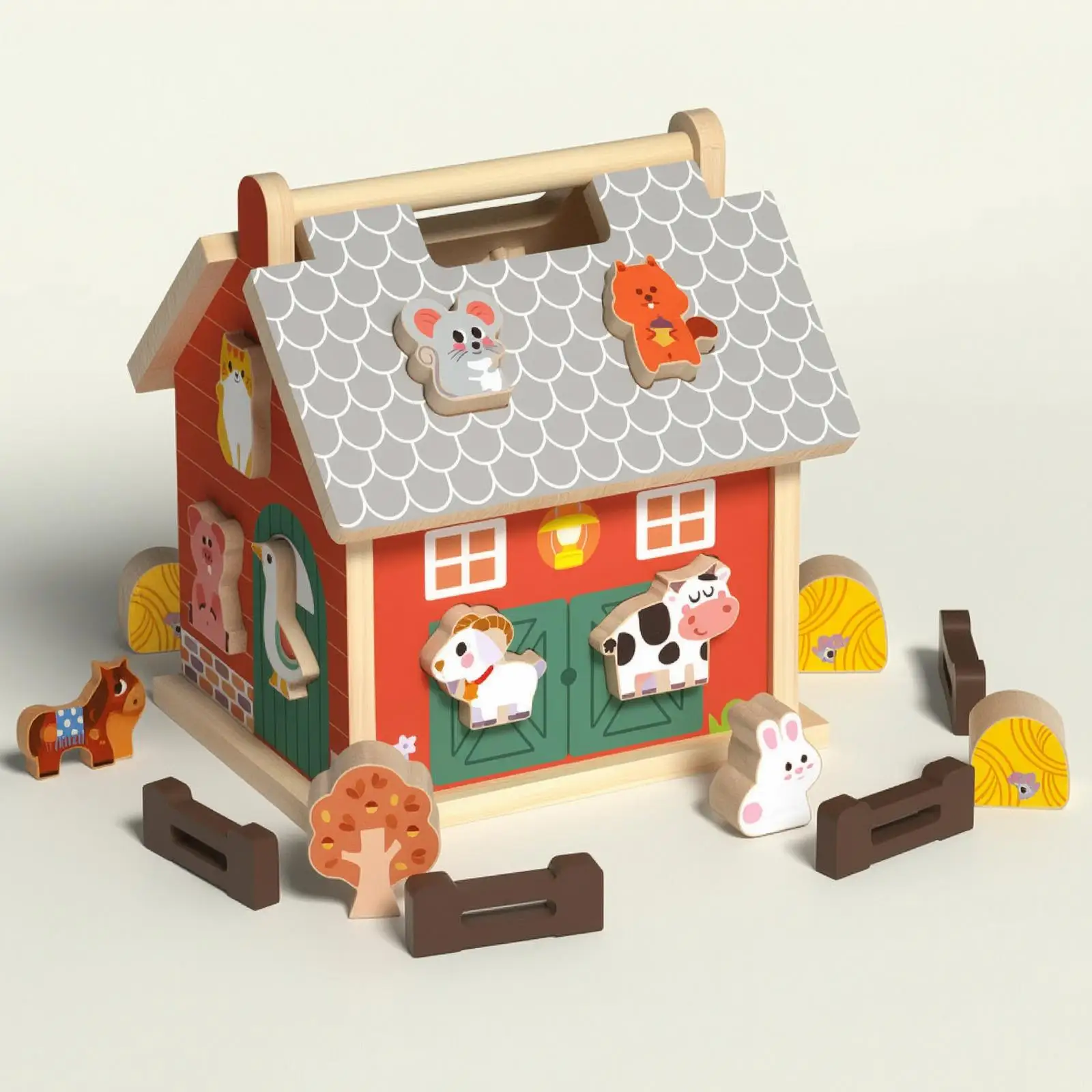 Rompecabezas de madera encajable multicolor Casa de Campo infantil