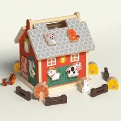 Rompecabezas de madera encajable multicolor Casa de Campo infantil