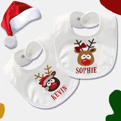 Babero navideño personalizado para bebé con nombre en algodón