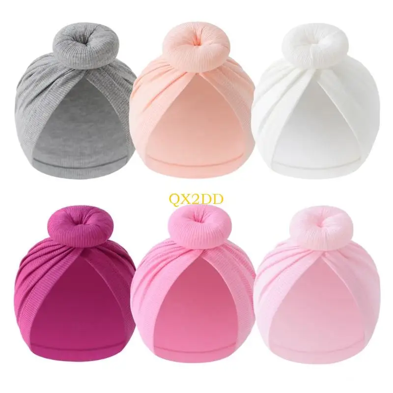 QX2D Gorro turbante para bebé con moño elástico anudado - imagen 3