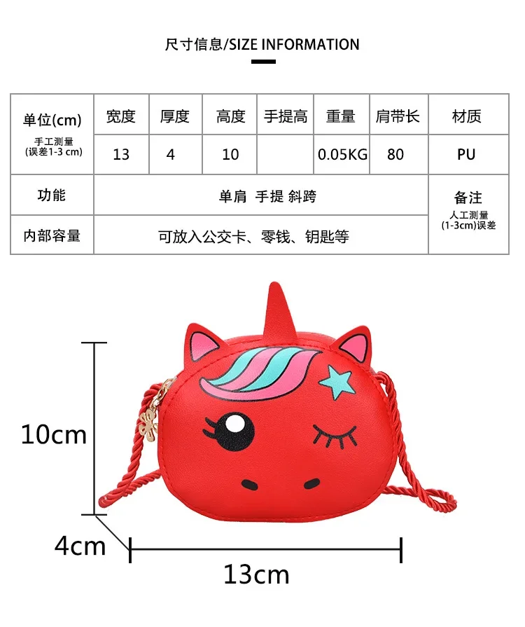 Detalle del diseño de unicornio del bolso infantil