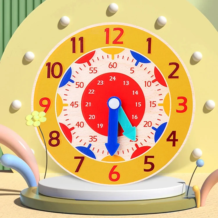 Detalle del reloj Montessori infantil con diseño didáctico