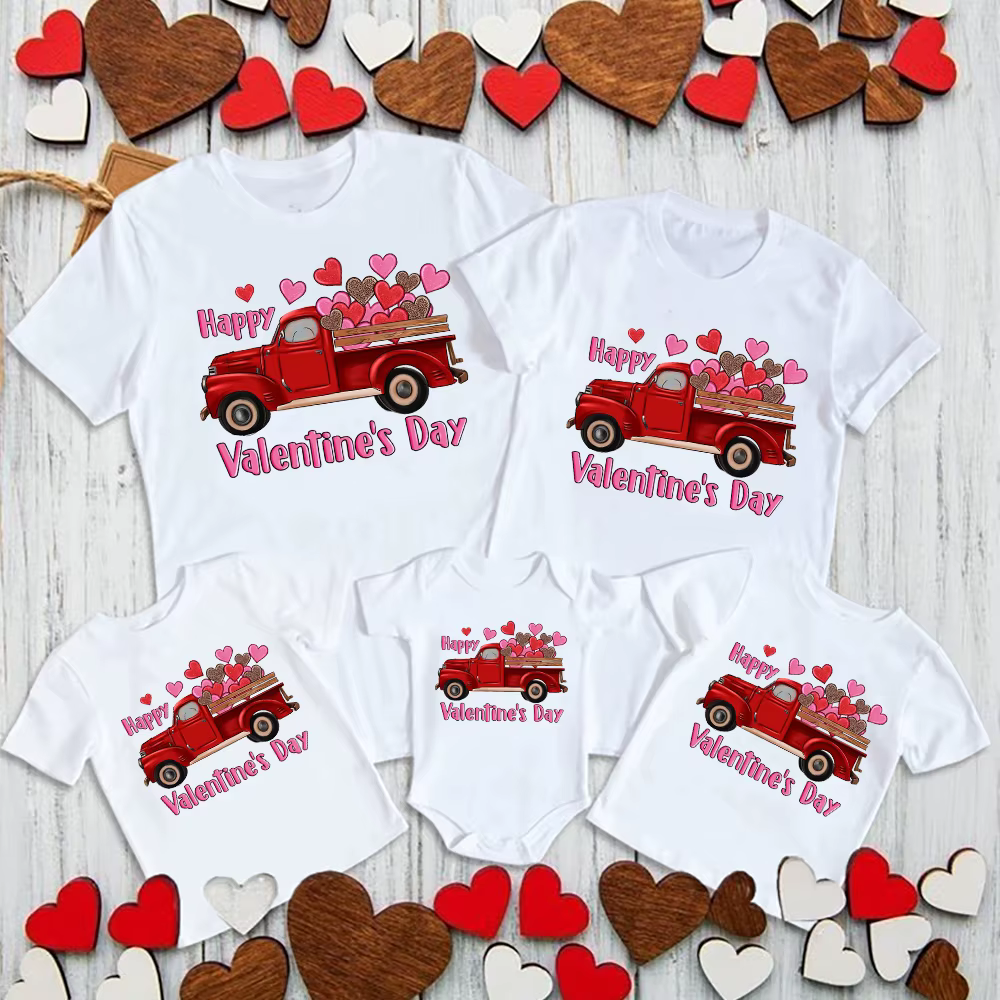 Trajes a juego San Valentín: camisas familiares y mameluco bebé - imagen 2