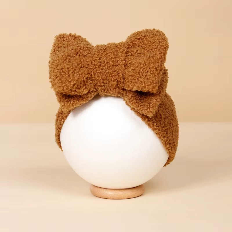 Diadema de terciopelo grueso para bebé con lazo doble – Otoño-invierno - imagen 2