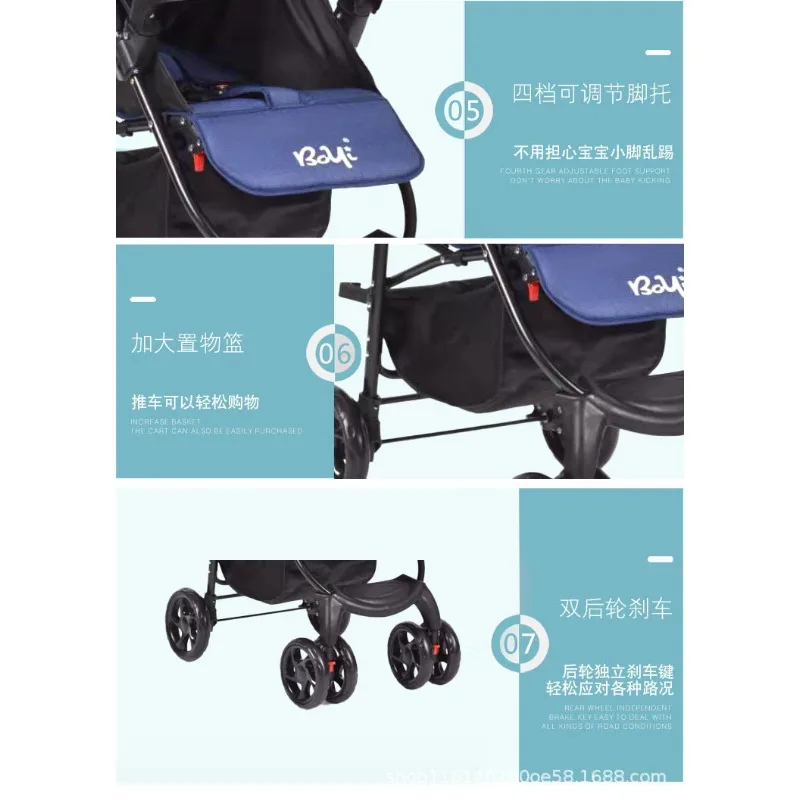 Cochecito de bebé paraguas reclinable y plegable con amortiguación - imagen 4