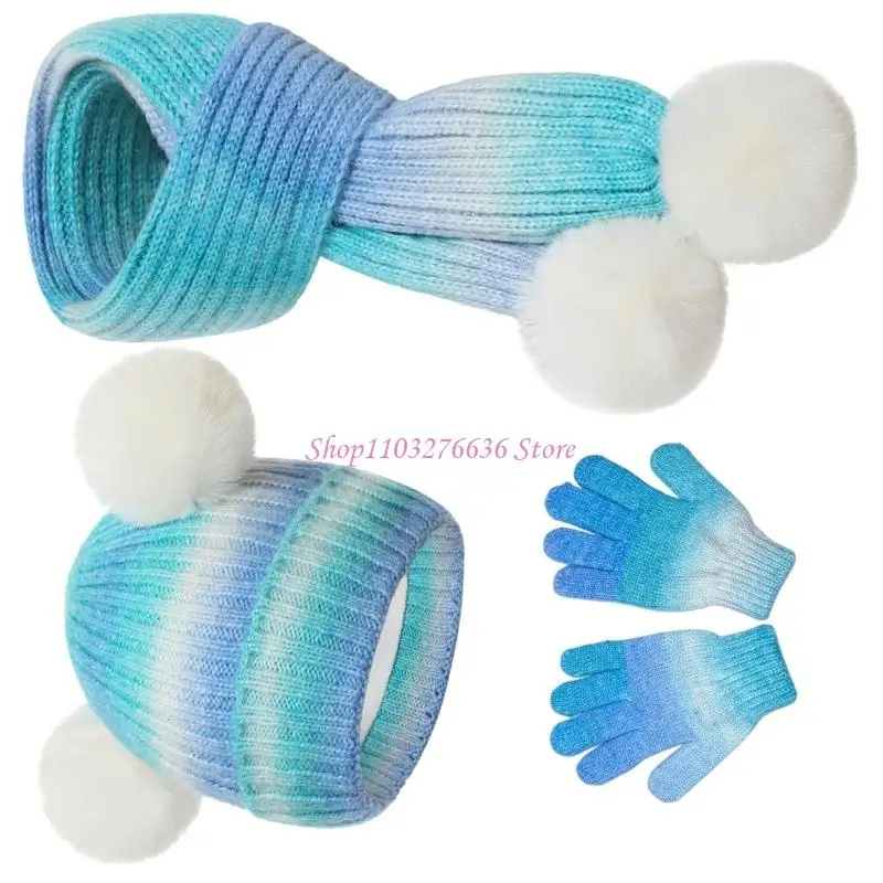 Gorro de punto con pompón y set de invierno para bebé: guantes y bufanda - imagen 5