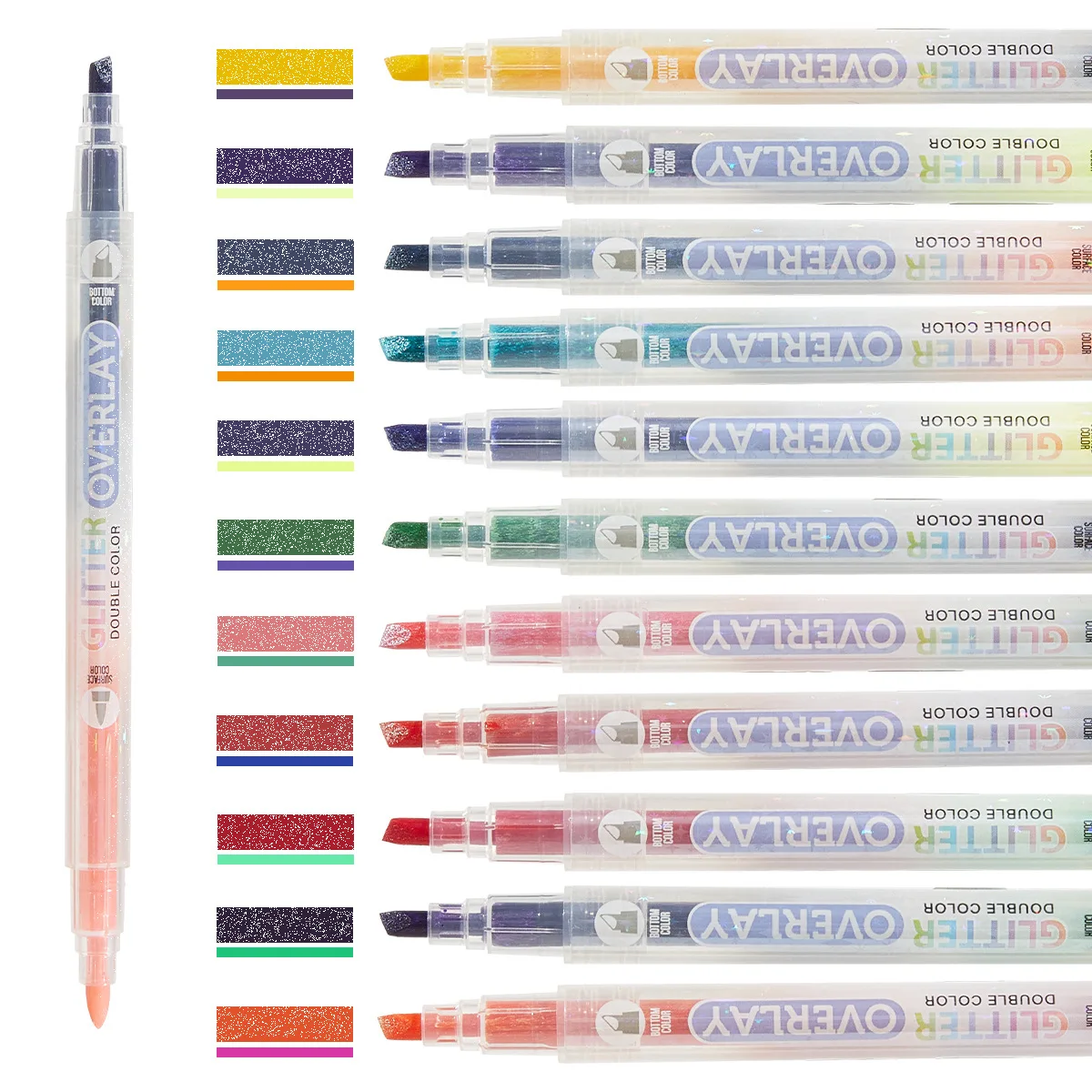 Resaltadores fluorescentes con purpurina que no manchan, colores - imagen 2