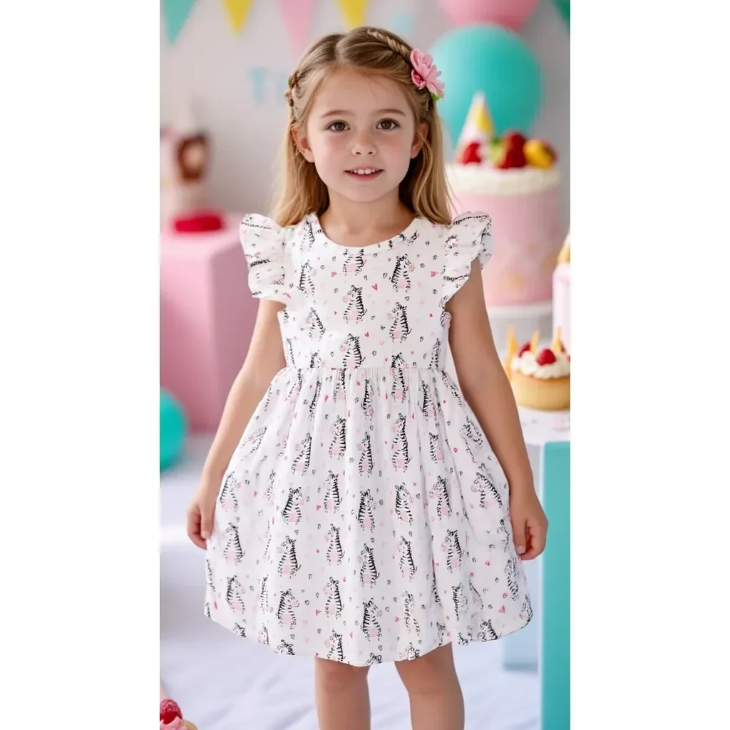 Vestido de cebra para niñas de verano con arcoíris - imagen 4