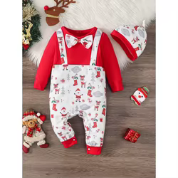 Pelele de Navidad para bebé de manga larga con Papá Noel
