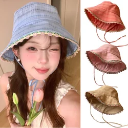 Sombrero de pescador otoño para mujer, protección solar anti-viento