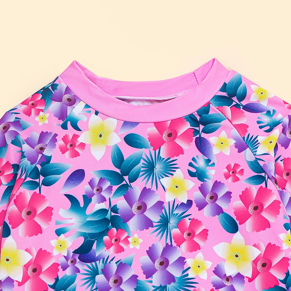 Traje de baño niña floral dos piezas volantes protección solar - imagen 3