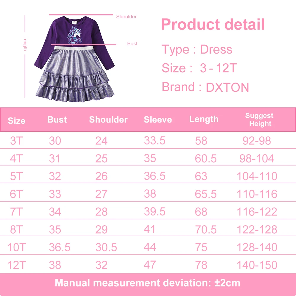 Vestido infantil de algodón con manga larga y estampado infantil