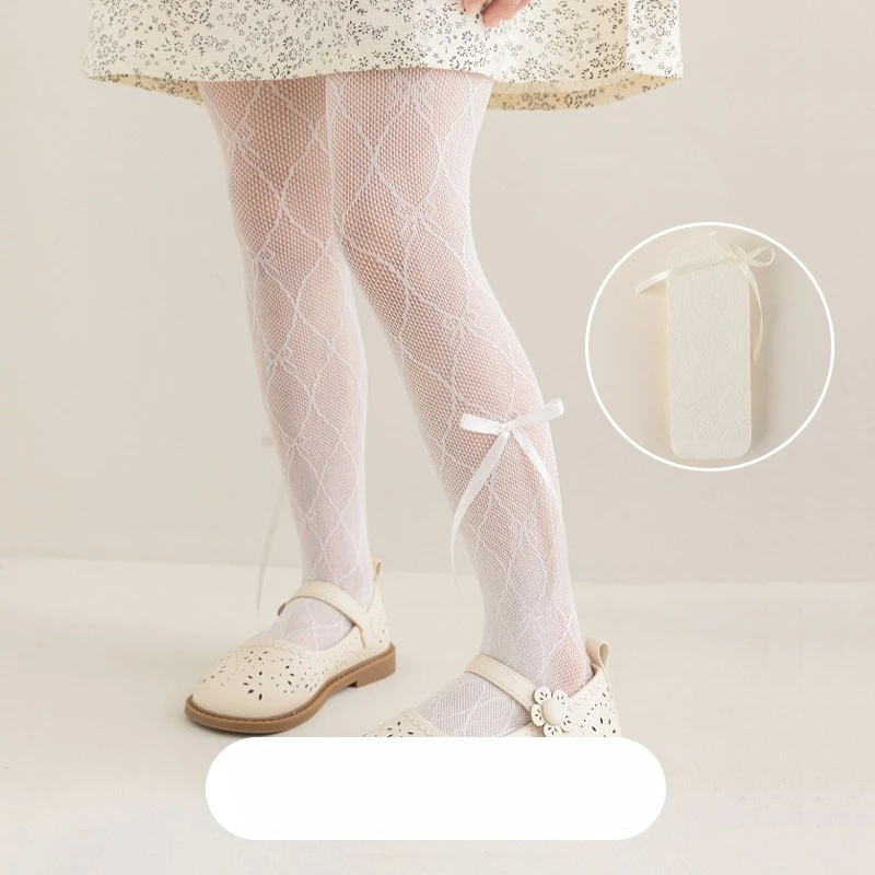 Pantimedias finas de malla con lazo para niña, verano - imagen 5