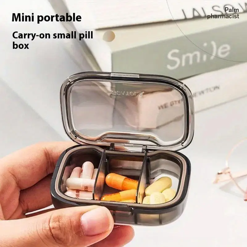 Pastillero portátil transparente con compartimentos para pastillas - imagen 4