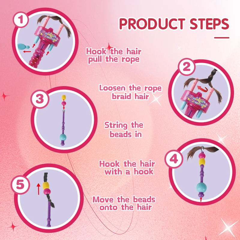 Kit trenzas pelo para niñas con herramienta torsión capilar