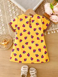 Vestido de niña mexicano bordado con manga corta floral para fiesta