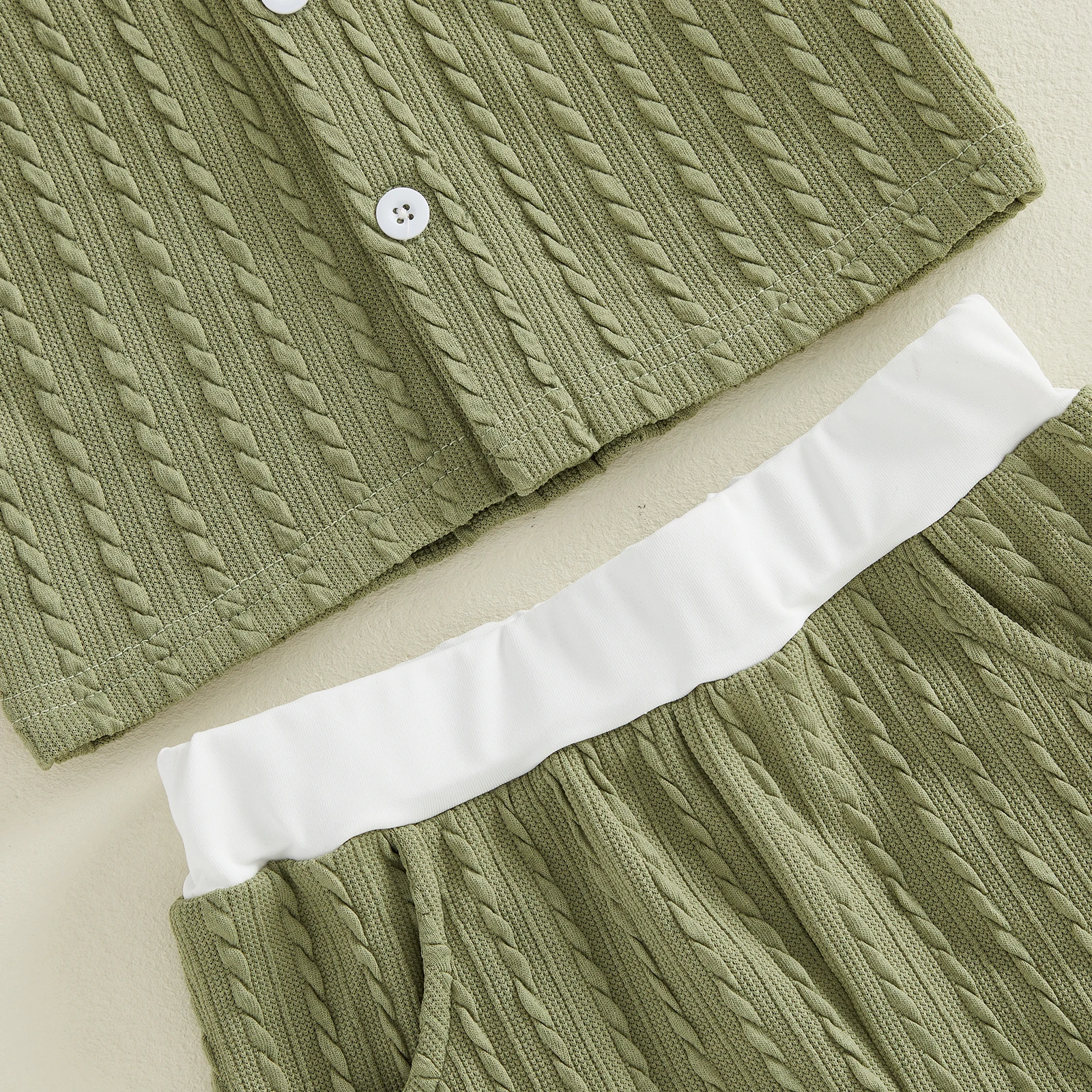 Conjunto verano bebé niño: camisa con botones y rayas bordadas - imagen 4