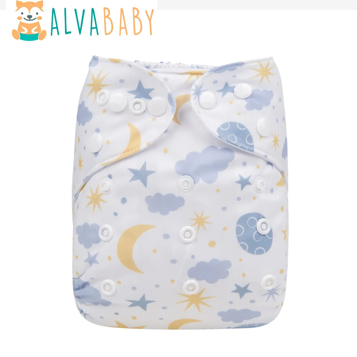 ALVABABY pañal de bolsillo en tela ecológica con broches ajustables - imagen 4