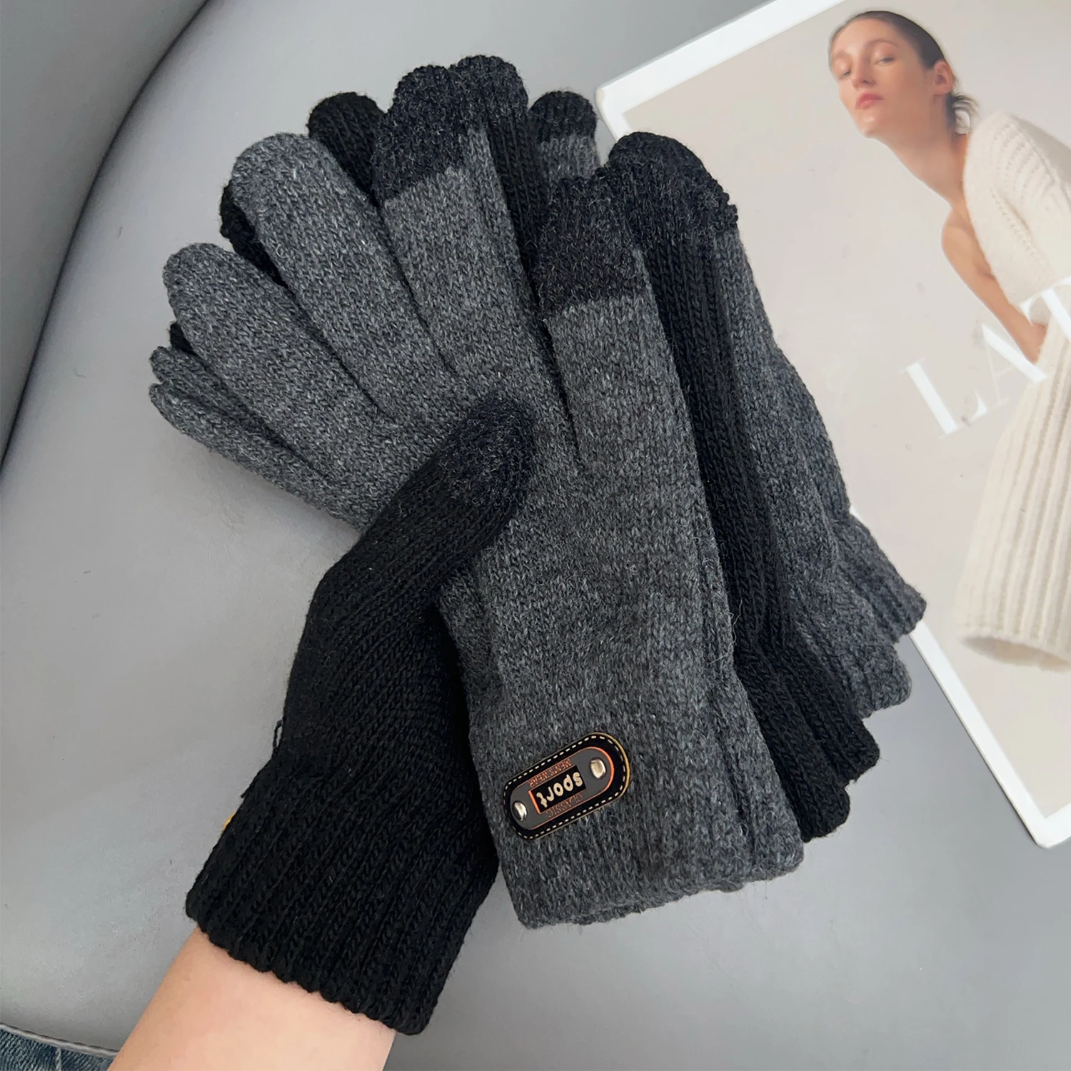 Guantes infantiles táctiles de doble capa para invierno y frío - imagen 4