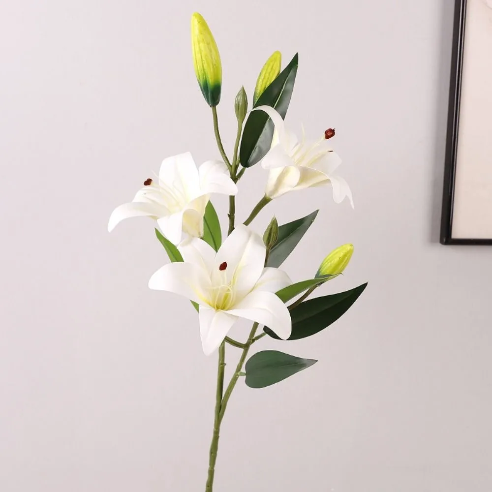 Ramo de flores artificiales lirio marrón de seda con tacto real - imagen 5