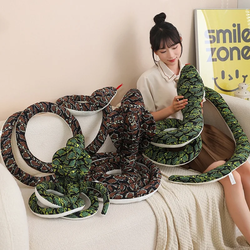 Serpiente de peluche realista en espiral, gran animal relleno - imagen 5