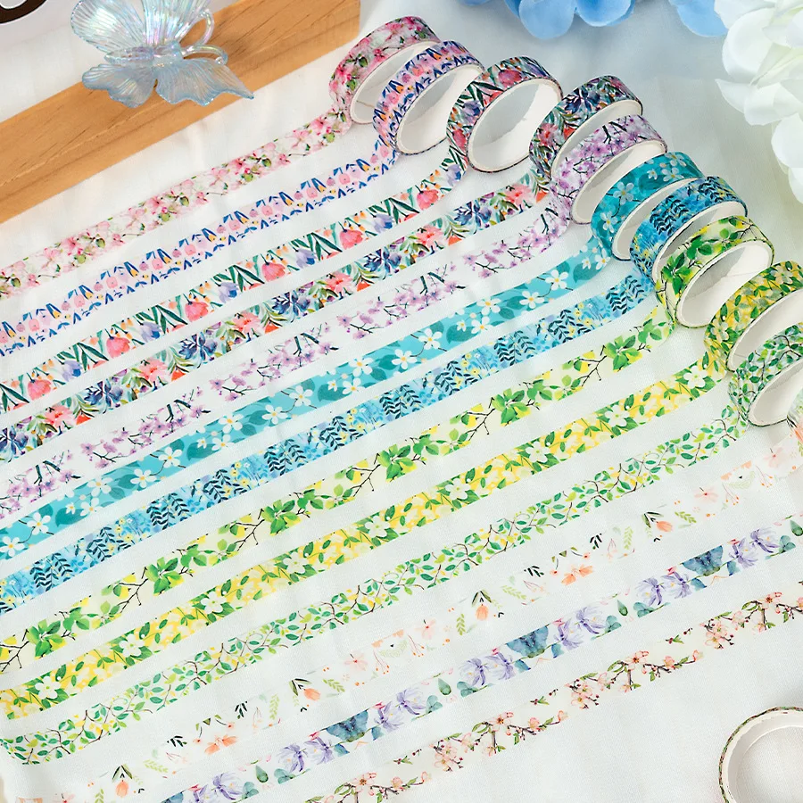 Cinta washi floral romántica para manualidades y regalos escolares - imagen 4