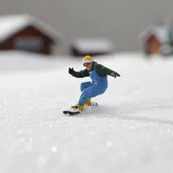 Figura de esquiador en miniatura coleccionable con pose de acción