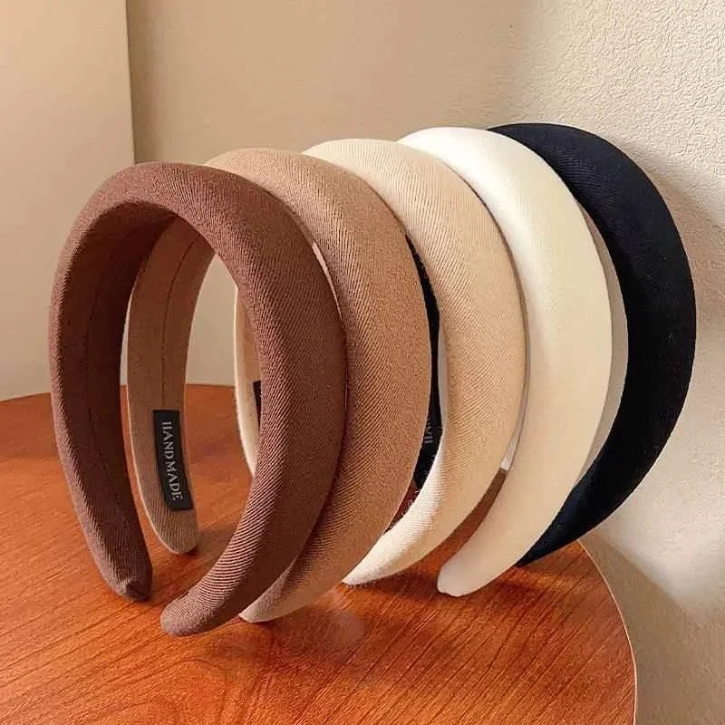 Diadema ancha de esponja lisa para pelo, cómoda y moderna en chicas
