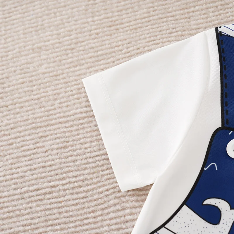 Pelele bebé con estampado ballena azul, manga corta veraniega - imagen 3